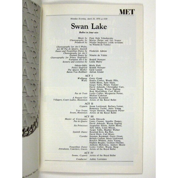 Metropolitan Opera Stagebill 1996 Lincoln Center Royal Ballet Swan Lake Musty - Picture 6 of 7